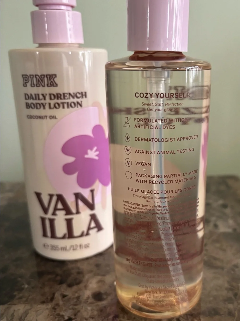 PINK Victoria’s Secret Daily Drench Lotion 12 oz/ Glazed Skin Body Oil 8 oz New